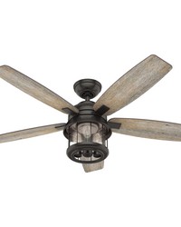 Hunter 52 inch Coral Bay Noble Bronze Damp Rated Ceiling Fan with LED Light Kit and Handheld Remote by   