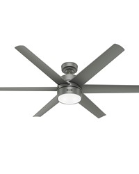 Hunter 60 inch Solaria ENERGY STAR® Matte Silver Damp Rated Ceiling Fan with LED Light Kit and W by   