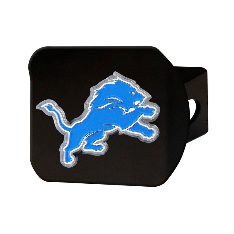 Detroit Lions Black Metal Hitch Cover 3D Color Emblem Blue Sports Decor