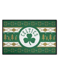 Boston Celtics Holiday Sweater Starter Mat Accent Rug  19in. x 30in. Green by   