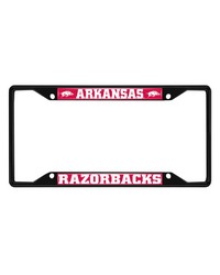 Arkansas Razorbacks Metal License Plate Frame Black Finish Cardinal by   