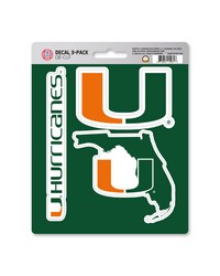 Miami Hurricanes Decal 3-pk by   