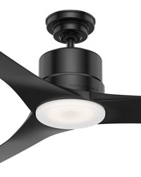 Casablanca 52 inch Piston Matte Black Damp Rated Ceiling Fan with LED Light Kit and Handheld Remote by   