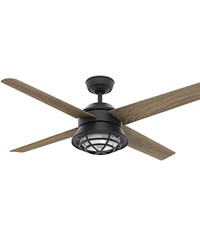 Casablanca 54 inch Seafarer Natural Black Iron Damp Rated Ceiling Fan with LED Light Kit and Wall Control by   