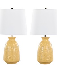 Claudia 20in Ceramic Accent Lamp Misted Yellow Ceramic by   