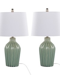 Rockwell 23in Ceramic Table Lamp Sage Crackle Ceramic by   