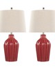 Lumisource Rockwell 23in Ceramic Table Lamp - Set of 2 Glossy Brick Red Ceramic