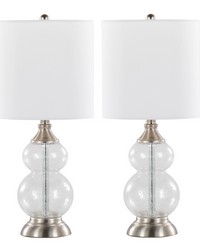 Belle 20in Glass Accent Lamp Clear Wrinkle Glass by   