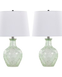 Gloria Round 20in Glass Accent Lamp Clear Recycled Spanish Glass by   