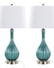 Lumisource Jenny 27in Glass Table Lamp - Set of 2 Clear Sapphire Blue Crackle Glass