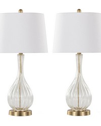 Jenny 27in Glass Table Lamp Clear Crackle Glass by   