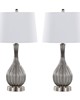 Lumisource Jenny 27in Glass Table Lamp - Set of 2 Clear Smokey Crackle Glass