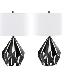 Geome Tri 28in Metal Table Lamp Matte Black Metal by   