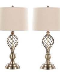 Linx Twist 29in Metal Table Lamp Antique Soft Brass by   