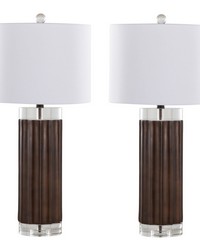 Cylinder Fluted 29.25in Polyresin Table Lamp Brown Lustre Polyresin by   