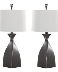 Curvo 30in Polyresin Table Lamp Rubbed Grey Slate Polyresin by   