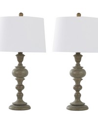 Morocco 30in Poly Table Lamp Distressed Beige Grey by   