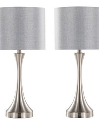 Lenuxe 25in Metal Table Lamp With USB Brushed Nickel by   