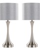 Lumisource Lenuxe 25in Metal Table Lamp With USB - Set of 2 Brushed Nickel