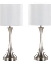 Lenuxe 25in Metal Table Lamp with USB Brushed Nickel by   