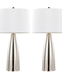 Maya 27in Metal Table Lamp Polished Nickel by   