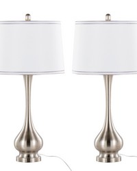 Cairo 28.75in Metal Table Lamp Brushed Nickel by   