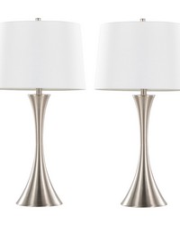 Lenuxe 29in Metal Table Lamp Brushed Nickel by   