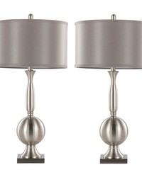 Joan 30in Metal Table Lamp Brushed Nickel by   