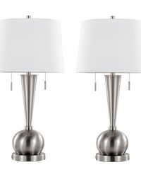 Jules 30.25in Metal Table Lamp with USB Brushed Nickel by   