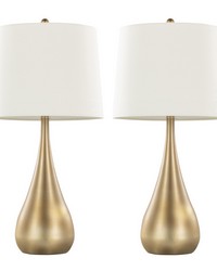 Pebble 29in Metal Table Lamp Gold Metal by   