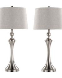 Flint 30in Metal Table Lamp with USB Brushed Nickel by   