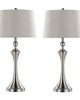 Lumisource Flint 30in Metal Table Lamp with USB - Set of 2 Brushed Nickel