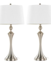 Flint 30in Metal Table Lamp with USB Brushed Nickel by   