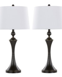 Flint 30in Metal Table Lamp with USB Oil Rubbed Bronze by   