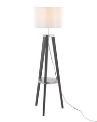 Compass Shelf Floor Lamp Black Wood by   