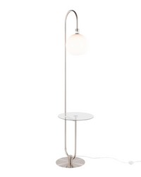 Trombone Floor Lamp with Table Nickel Metal by   