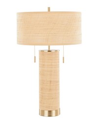 Cylinder Rattan 29in Table Lamp Royal Gold by   