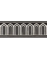 Arches Embroidered Tape White On Black by  Schumacher Trim 