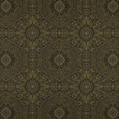 Sharada 960 Pyrite POLYESTER Fire Rated Fabric Damask Medallion  Heavy Duty Ethnic and Global   Fabric
