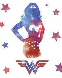 WONDER WOMAN WATERCOLOR PEEL AND STICK GIANT WALL DECALS by   