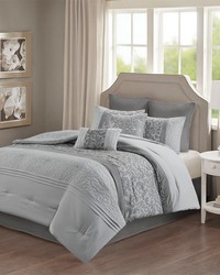 Ramsey Embroidered 8 Piece Comforter Set Grey Queen by   