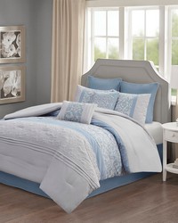 Ramsey Embroidered 8 Piece  Comforter Set Blue Queen by   