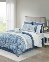 Shawnee 8 Piece  Comforter Set Blue Queen by   