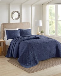 Oakley 3 Piece Reversible Bedspread Set Navy Twin Full Queen King King by   