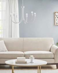 Ellie 6Light Metal Chandelier White by  Roth and Tompkins Textiles 