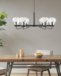 Devon 6Light Chandelier with Bowl Shaped Glass Shades Black by  Roth and Tompkins Textiles 