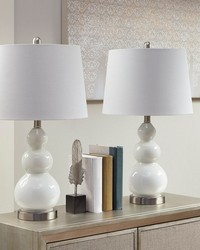 Covey Curved Glass Table Lamp Set of 2 White by   