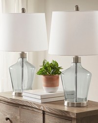 Harmony Angular Glass Table Lamp Set of 2 Grey by   