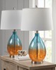 Olliix Cortina Ombre Glass Table Lamp, Set of 2 Blue