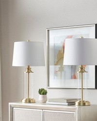 Clarity Glass Cylinder Table Lamp Set of 2 Gold by   